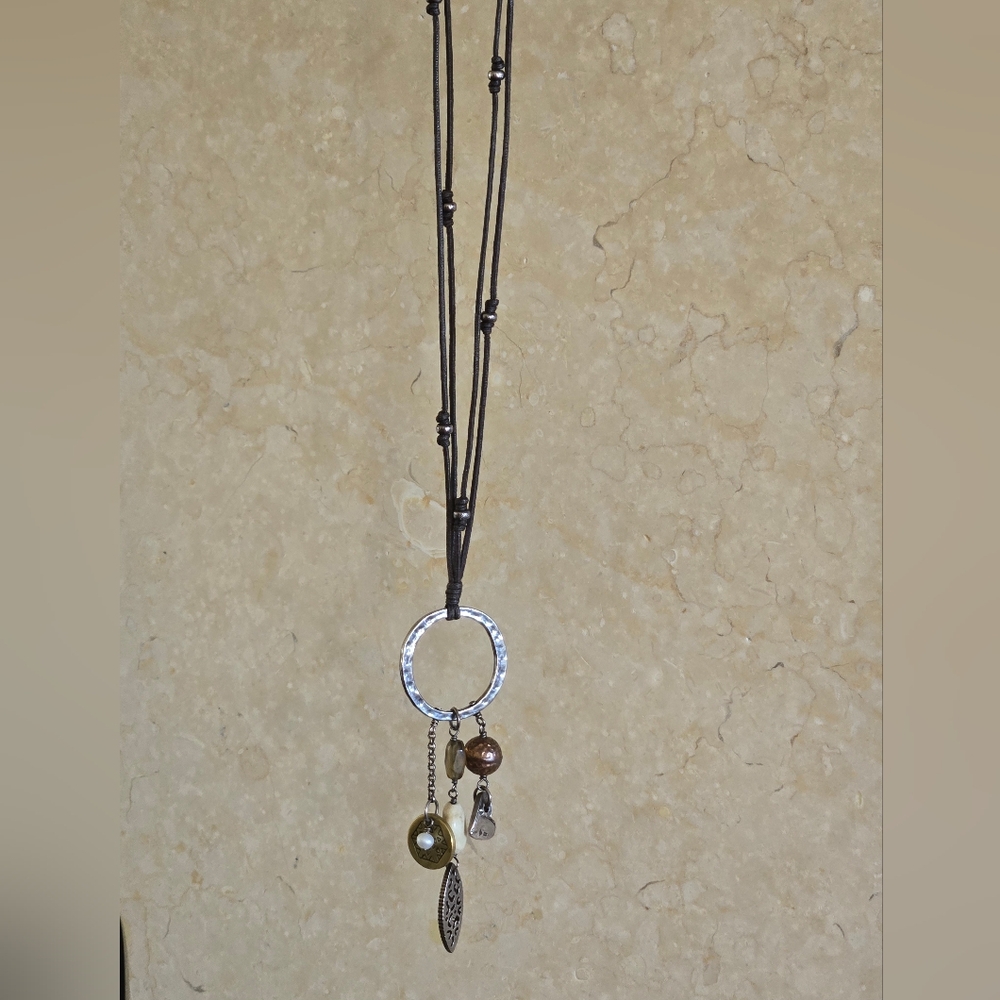 Silpada Leather, Multi-Charm Necklace